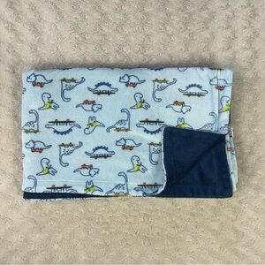 Modern Baby Blue Dinosaurs Baby Blanket Orange Yellow Skateboards Lovey Dino